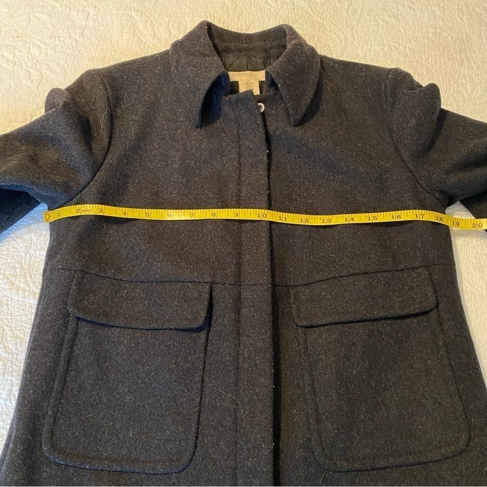 J. Crew Wool Blend Thinsulate Zip Front Charcoal Gray Long Coat - XS - Picture 10 of 14